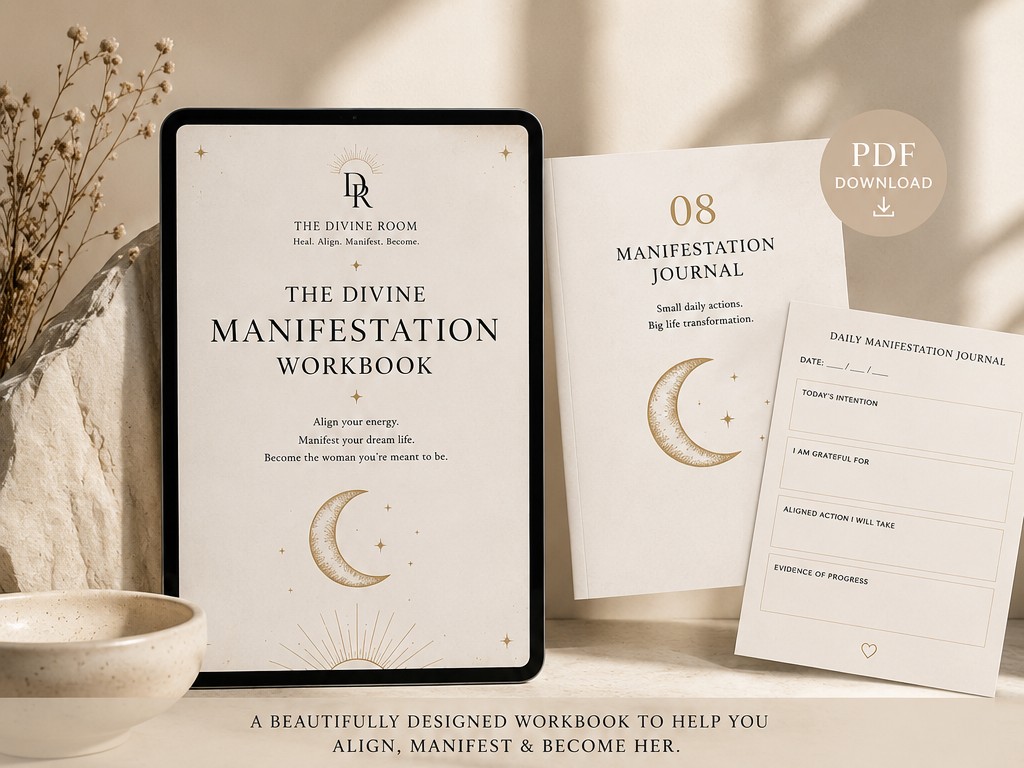 The Divine Manifestation Workbook — digital PDF workbook mockup